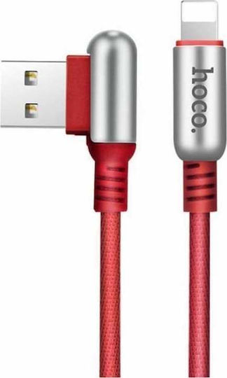 Hoco U17 Capsule Angle (90°) / Braided USB-A to Lightning Cable Red 2m