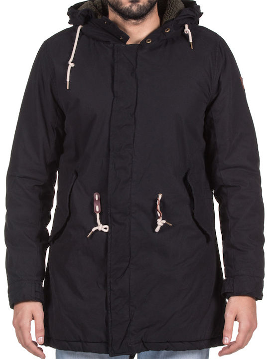 Funky Buddha Men's Winter Parka Jacket Black