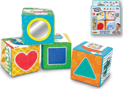 MG Toys Activity Cube Μαλακοί Κύβοι Ζωάκια made of Fabric for 6++ Months