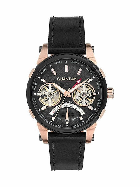 Quantum Men's Watch 45mm Automatic with Black Leather Strap
