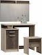 Floor-Standing Makeup Dressing Table Olympus Wooden Castillo / Toro with Mirror & Stool 90.5x39.5x75cm
