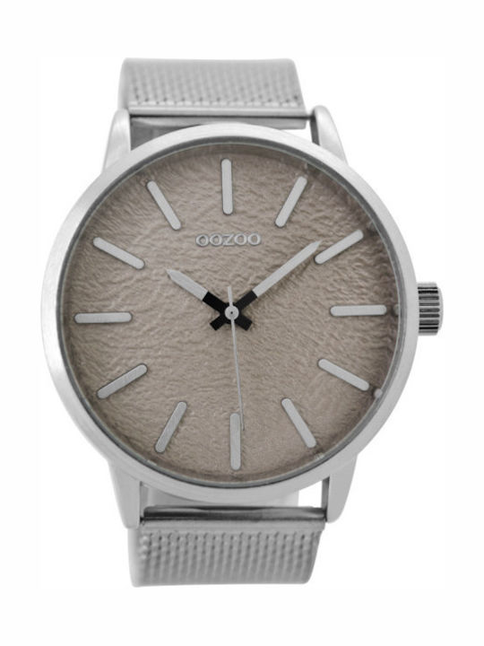 Oozoo Timepieces Ανδρικό Ρολόι 48mm Μπαταρίας με Ασημί Μεταλλικό Μπρασελέ