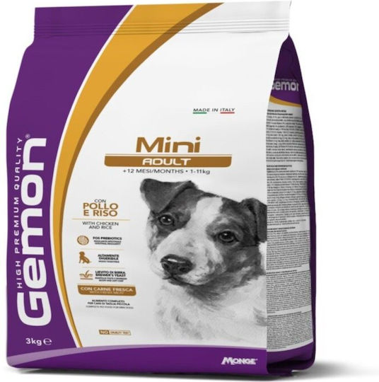 Gemon Mini Adult 3kg Dry Food for Adult Small Breed Dogs with Rice and Chicken