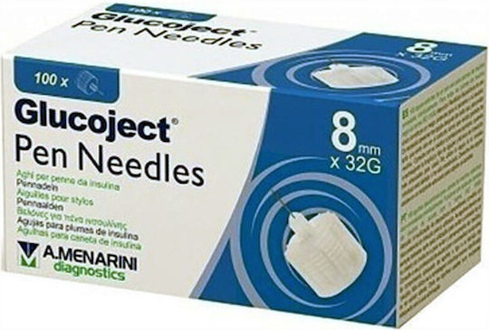 Menarini Glucoject Pen Needles 32G 8mm Insulin Needles 32G x 8mm 100pcs