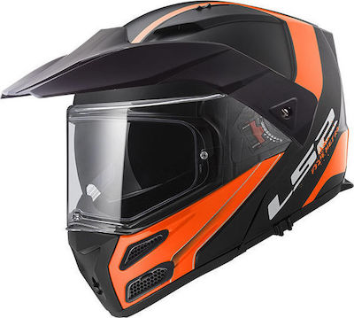 LS2 FF324 Metro Evo Flip-Up Helmet with Pinlock and Sun Visor ECE 22.05 1550gr Rapid Matt Black/Orange