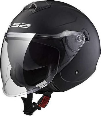 LS2 OF573 Twister Jet Helmet with Sun Visor ECE 22.05 1150gr Solid Matt Black