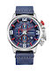 Curren Blue Watch Chronograph Battery with Blue Leather Strap