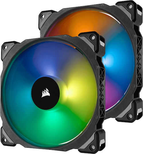 Corsair ML140 Pro Case Fans 1200rpm 55.4cfm with RGB Lighting and 4-Pin PWM Connection Pack of 2