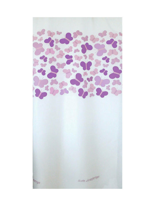 San Lorentzo Butterflies Fabric Shower Curtain 180x200cm Purple 1787ΡURΡ