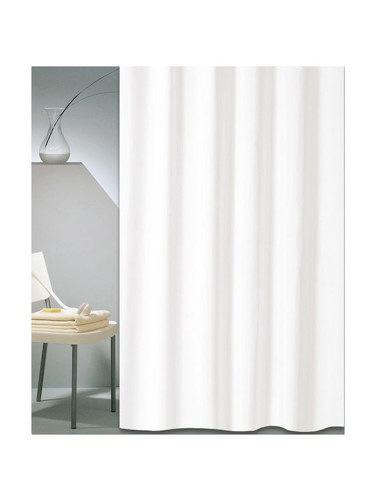 San Lorentzo Solid Fabric Shower Curtain 180x200cm White 1030B WHITE