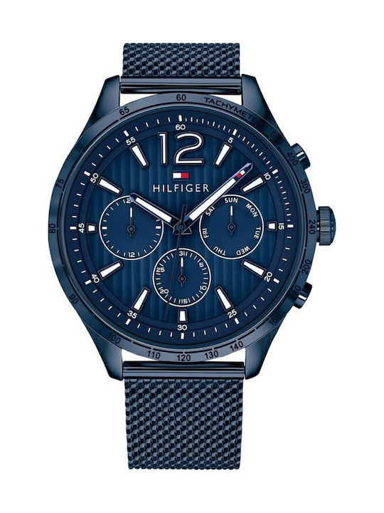 Tommy Hilfiger Gavin Men's Watch 46mm Chronograph Battery with Blue Metal Bracelet