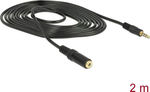 DeLock TRRS 3.5mm male - 3.5mm female Cable Black 2m (84667)