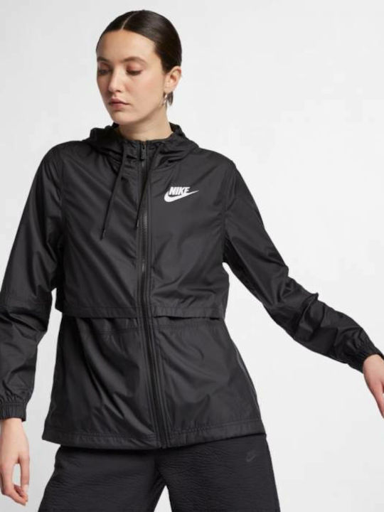 Nike Sportswear Woven Γυναικείο Μπουφάν Running Αδιάβροχο και Αντιανεμικό Μαύρο