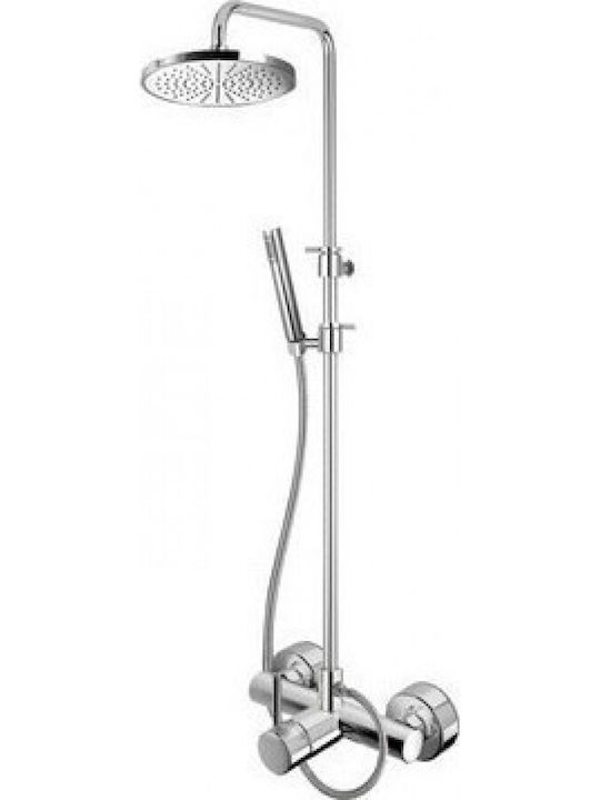 Eurorama Tonda Adjustable Shower Column with Mixer 83-144cm Silver