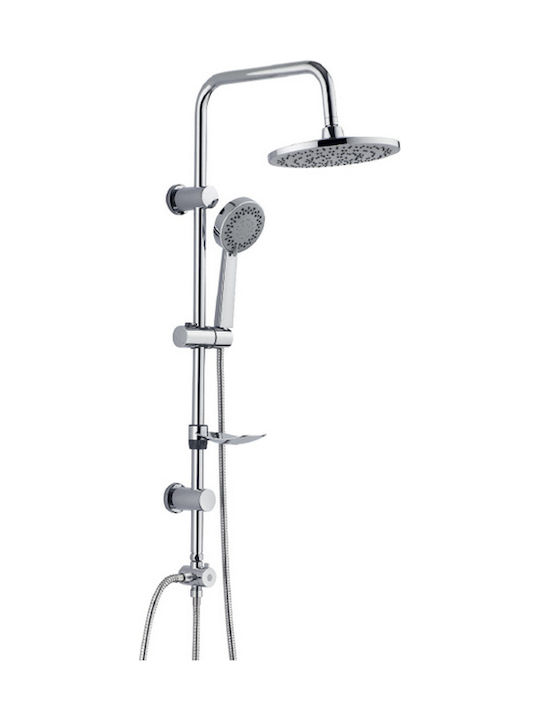 Tema Rain Tondo Adjustable Shower Column without Mixer 85-115cm Silver