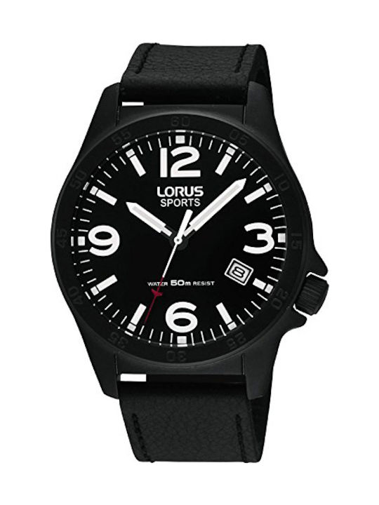 Lorus Uhr Batterie mit Schwarz Lederarmband RXH39FX9
