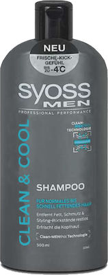 Syoss Men Clean & Cool Shampoos Reconstruction/Nourishment for Oily Hair 500ml