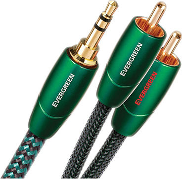 Audioquest 3.5mm Male To RCA Male Audio Cable Green 1m With Gold Plated Terminals Evergreen