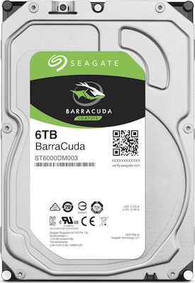 Seagate BarraCuda Desktop 6000ГБ Хард диск Σκληρи дискове 3.5" SATA III 5400оборотивминута с 256МБ Кеш за Настолен компютър