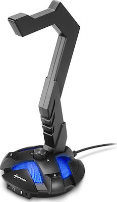 Sharkoon X-Rest 7.1 Desktop Headphone Stand with LED Lighting and Sound Card Black