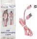 Volte-Tel VCD07 Braided / Magnetic USB 2.0 Cable USB-C male - USB-A Ροζ Χρυσό 1m 8202018