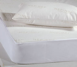 Nef-Nef King Size Waterproof Jacquard Mattress Cover Fitted Ζακάρ White 180x200+30cm