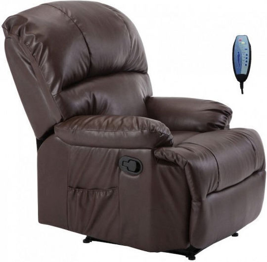 Space Scaun De Relaxare Relax Masaj Cu Puf Din Piele Ecologică Maro E9731,3 88x93x102cm
