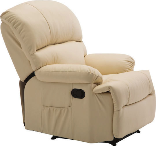 Space Relaxsessel Friseurwaschbecken mit Fußhocker aus Kunstleder Beige 88x93x102cm