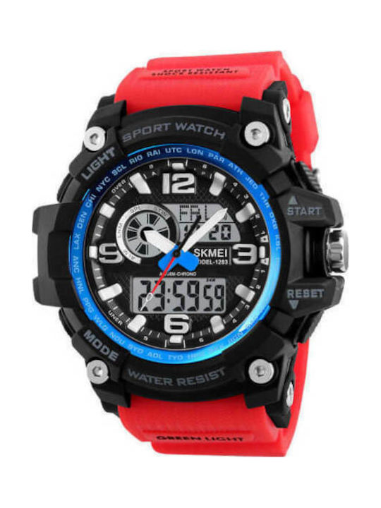 Skmei Battery Chronograph Watch with Rubber Strap Red/Blue