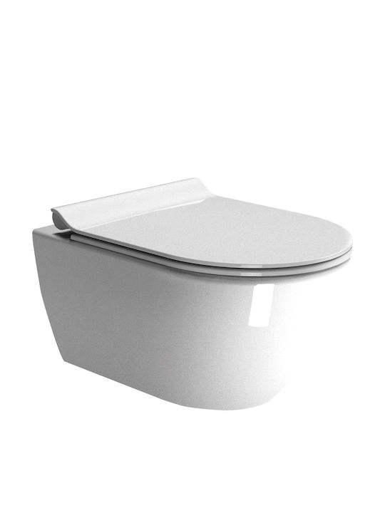 GSI Pura Swirlflush Λεκάνη Κρεμαστή με Slim Κάλυμμα Soft Close Λευκή 55x36 cm