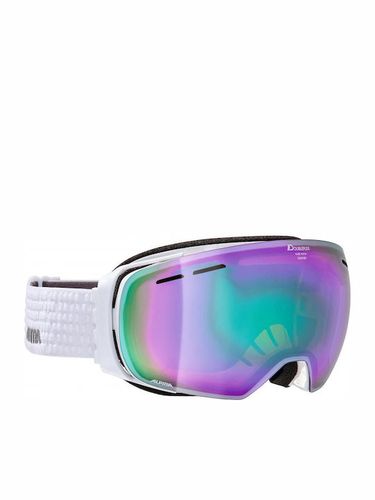 Alpina Granby Ski- und Snowboardbrille für Erwachsene Weiß mit lila verspiegeltem Glas
