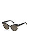 Max Mara Women's Sunglasses with Black Horn-Rimmed Frame and Black Mirror Lenses