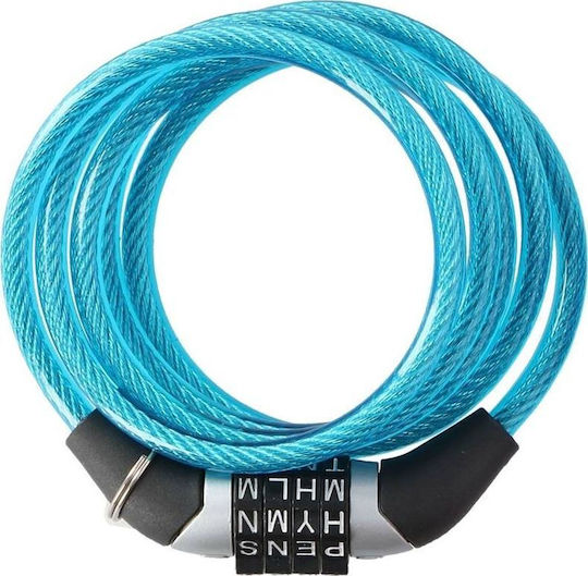 Cable Key Bike Lock-200 Bicycle Cable Lock with Combination Blue