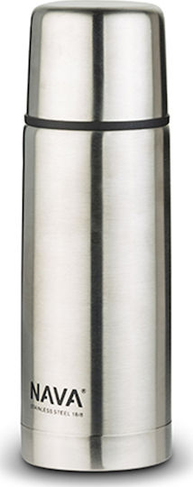 Nava Valve Lid-Cup Bottle Thermos Stainless Steel 350ml Silver with Cap-Cup