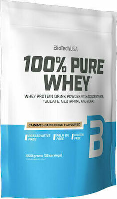 Biotech USA 100% Pure Whey Molkenprotein Glutenfrei mit Geschmack Karamell-Cappuccino 1kg