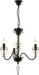 Aca Chandelier Candlestick 3xE14 Black 55cm EG168203PB