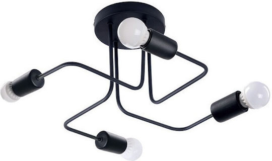 Aca Cobra Ceiling Mount Light 44cm Black with Socket E27
