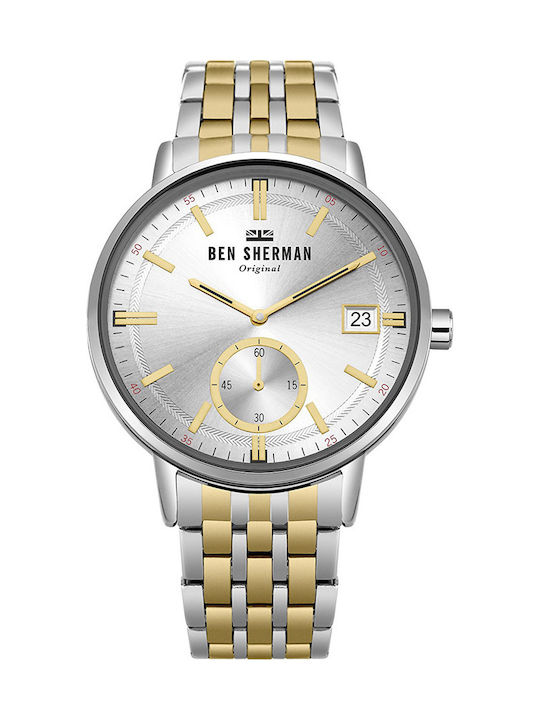 Ben Sherman Portobello Professional Date Two-Tone Bracelet Uhr Batterie mit Silber Metallarmband
