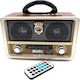 Meier M-108BT Retro Tabletop Radio Rechargeable...