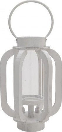 Inart Wooden Lantern White 26x26x40cm