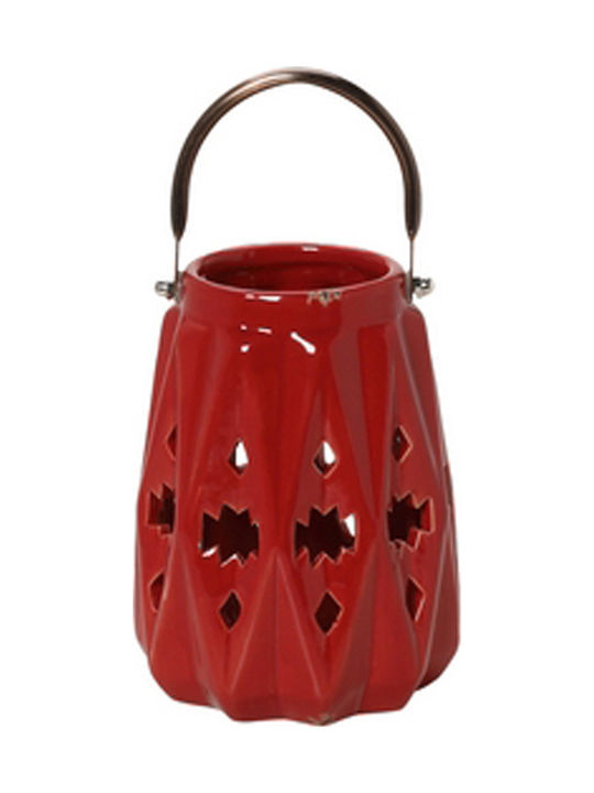 Espiel Lantern Ceramic Tabletop Red 14x14εκ. 1pcs