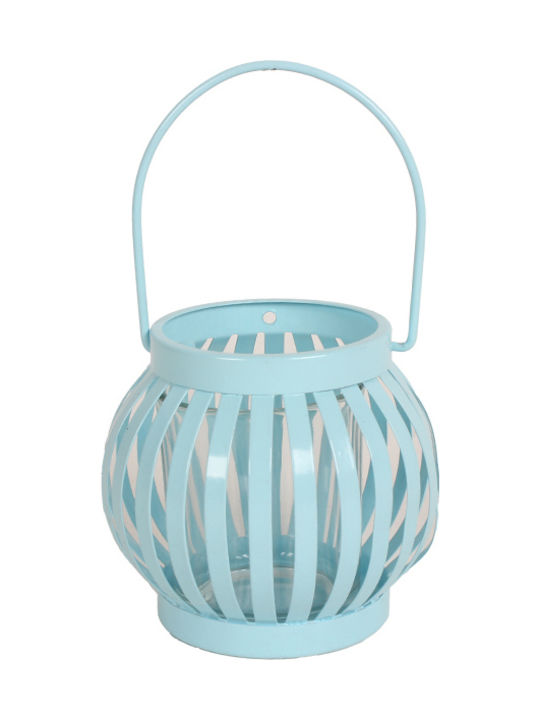 Keskor Lantern Metallic Tabletop Blue 7.5x7.5x7.5εκ. 1pcs