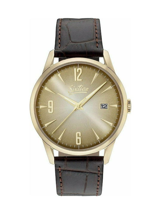 Sixties Watch Battery with Brown Leather Strap GL-04-5