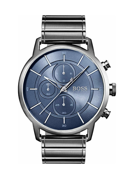 Hugo Boss Architectural Uhr Chronograph Batterie mit Silber Metallarmband