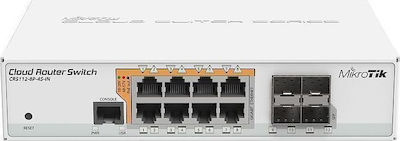 MikroTik CRS112-8P-4S-IN Unmanaged L2 PoE+ Switch with 8 Gigabit (1Gbps) Ethernet Ports and 4 SFP Ports