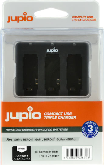 Jupio 3x Battery + Compact USB Triple Charger for GoPro Hero4