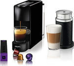 Krups Essenza Mini & Aeroccino Καφετιέρα για Κάψουλες Nespresso Πίεσης 19bar με Αφρογαλιέρα Black