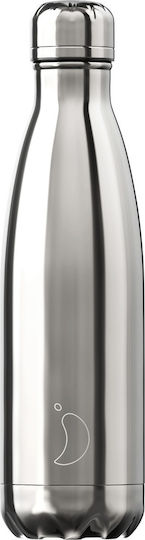 Chilly's Chrome Bottle Thermos Stainless Steel BPA Free 500ml Silver