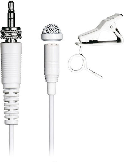 Tascam TM-10L Condenser (Small Diaphragm) Microphone 3.5mm Πέτου, Clip On Journalistic in White Color