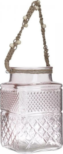 Inart Tabletop Glass Lantern Transparent 12x12x19cm
